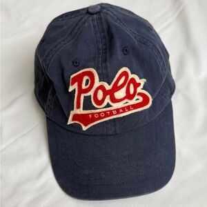Polo Ralph Lauren Navy Blue "Polo Football" Script Logo Ball Cap